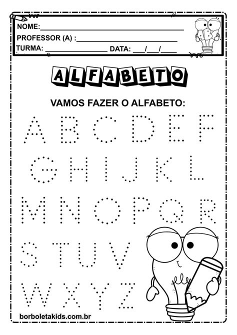 atividade do alfabeto para educação infantil